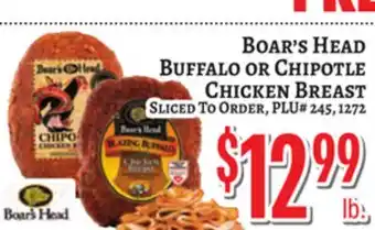 Trade Fair Supermarket Boar's Head Buffalo or Chipotle Chicken Breast offer