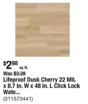 The Home Depot Lifeproof Dusk Cherry offer