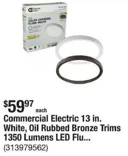 The Home Depot Commercial Electric White, Oil Rubbed Bronze Trims 1350 Lumens LED Flu... offer