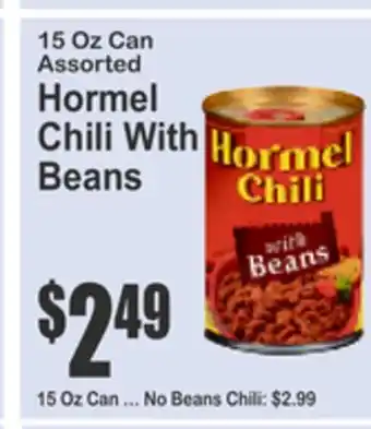 SuperFresh 15 Oz Can Assorted Hormel Chili With Beans offer
