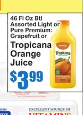 SuperFresh 46 FL Oz Btl Assorted Light or Pure Premium: Grapefruit or Tropicana Orange Juice offer
