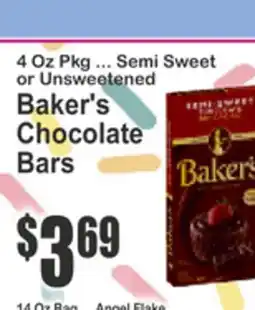 SuperFresh 4 Oz Pkg ... Semi Sweet or Unsweetened Baker's Chocolate Bars offer