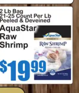 SuperFresh 2 Lb Bag 21-25 Count Per Lb Peeled & Deveined AquaStar Raw Shrimp offer