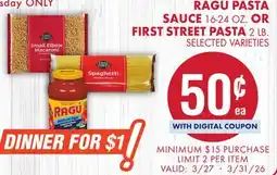 Smart & Final RAGÚ PASTA SAUCE OR FIRST STREET PASTA offer