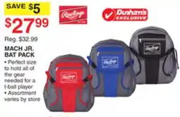 Dunham's Sports RAWLINGS MACH JR. BAT PACK offer