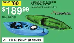 Dunham's Sports EXPLORER 10.4 SIT-IN OR SIT-ON KAYAK offer