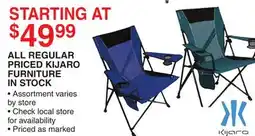 Dunham's Sports ALL REGULAR PRICED KIJARO FURNITURE IN STOCK offer