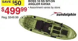 Dunham's Sports SUNDOLPHIN BOSS 10 SS SIT-ON ANGLER KAYAK offer