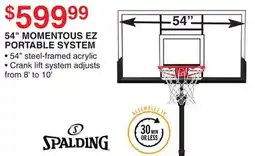 Dunham's Sports SPALDING 54 MOMENTOUS EZ PORTABLE SYSTEM offer