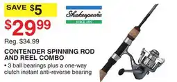 Dunham's Sports SHAKESPEARE CONTENDER SPINNING ROD AND REEL COMBO offer