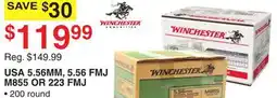Dunham's Sports WINCHESTER USA 5.56MM, 5.56 FMJ M855 OR 223 FMJ offer