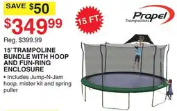 Dunham's Sports PROPEL 15' TRAMPOLINE BUNDLE WITH HOOP AND FUN-RING ENCLOSURE offer