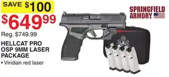 Dunham's Sports SPRINGFIELD ARMORY HELLCAT PRO OSP 9MM LASER PACKAGE offer