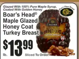 Key Food Boar's Head Maple Glazed Honey Coat Turkey Breast offer