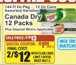 Key Food Canada Dry 12 Packs offer