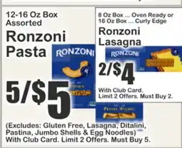 Key Food 12-16 Oz Box Assorted Ronzoni Pasta offer
