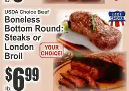 Key Food USDA Choice Beef Boneless Bottom Round: Steaks or London Broil offer