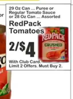 Key Food RedPack Tomatoes offer