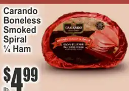 Key Food Carando Boneless Smoked Spiral 1/4 Ham offer