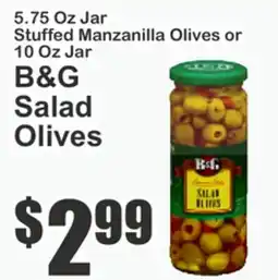 The Food Emporium 5.75 Oz Jar Stuffed Manzanilla Olives or 10 Oz Jar B&G Salad Olives offer