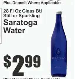 The Food Emporium 28 Fl Oz Glass Btl Still or Sparkling Saratoga Water offer