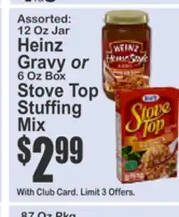 Food Universe Assorted: 12 Oz Jar Heinz Gravy or 6 Oz Box Stove Top Stuffing Mix offer