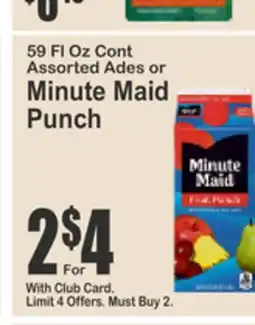 Food Universe 59 Fl Oz Cont Assorted Ades or Minute Maid Punch offer