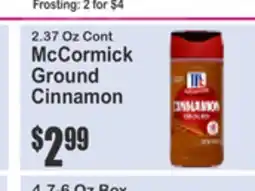 Food Universe 2.37 Oz Cont McCormick Ground Cinnamon offer