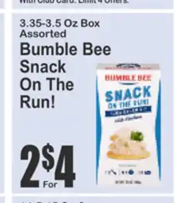 Food Universe 3.35-3.5 Oz Box Assorted Bumble Bee Snack On The Run! offer