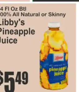 Food Universe 14 Fl Oz Btl 100% All Natural or Skinny Libby's Pineapple Juice offer