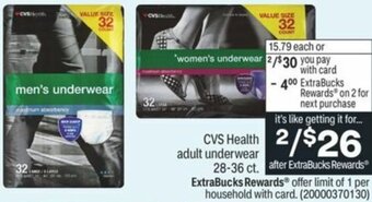 CVS CVS Health Adult Underwear offer