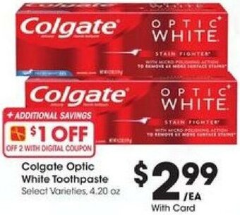 Kroger Colgate Optic White Toothpaste offer
