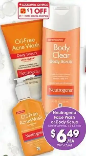 Kroger Neutrogena Face Wash Or Body Scrub offer