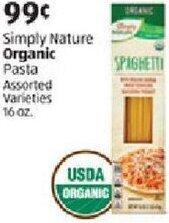 Aldi Simply Nature Organic Pasta offer