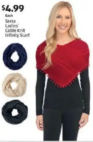 Aldi Serra Ladies Cable Knit Infinity Scarf offer