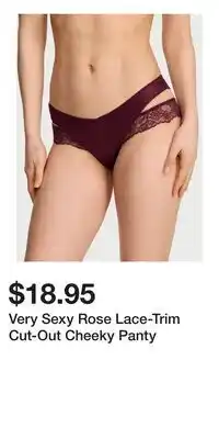 Victoria's Secret Very Sexy Rose Lace-Trim Cut-Out Cheeky Panty offer