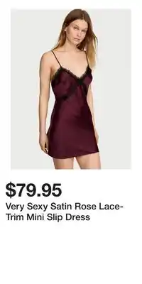 Victoria's Secret Very Sexy Satin Rose Lace-Trim Mini Slip Dress offer