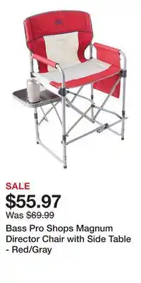 Cabela's Bass Pro Shops Magnum Director Chair with Side Table - Red/Gray offer