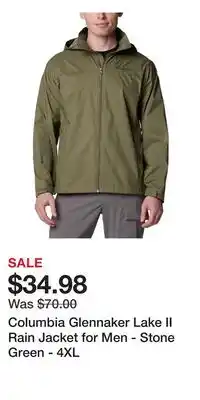 Cabela's Columbia Glennaker Lake II Rain Jacket for Men - Stone Green - 4XL offer