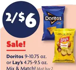 Family Dollar Doritos 9-10.75 oz. or Lay's 4.75-9.5 oz offer