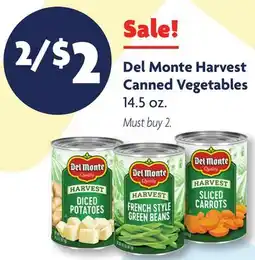 Family Dollar Del Monte Harvest Canned Vegetables offer