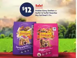Family Dollar Friskies Gravy Swirlers or Surfin' & Turfin' Favorites Dry Cat Food offer