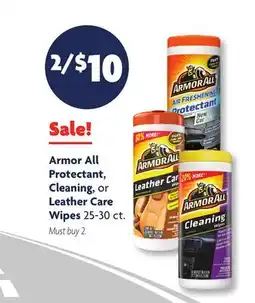 Family Dollar Armor All Protectant, Cleaning, or Leather Care Wipes offer