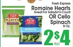 Supremo Foods Inc Fresh Express Romaine Hearts OR Cello Spinach offer