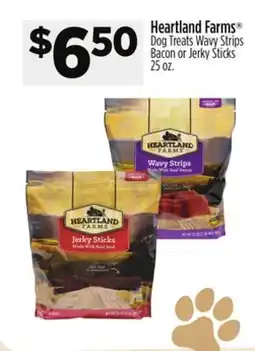 Dollar General Heartland Farms Dog Treats Wavy Strips Bacon or Jerky Sticks offer