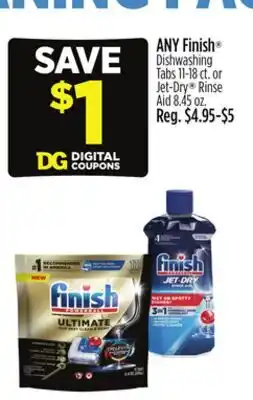 Dollar General ANY Finish Dishwashing Tabs or Jet-Dry Rinse Aid offer
