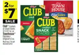 Dollar General Club Crackers or Snack Stacks 12.5-13.7 oz. or Townhouse FlipSides Original 9.2 oz offer