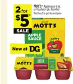 Dollar General Mott's Applesauce or Pouches offer