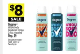 Dollar General Degree Whole Body Deodorant Sprays offer