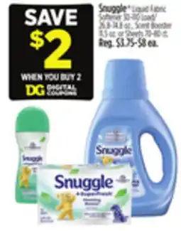 Dollar General Snuggle Liquid Fabric Softener, Scent Booster or Sheets offer